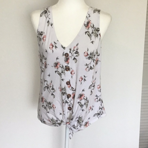 White House Black Market Tops - WHBM floral v neck knot front tank top